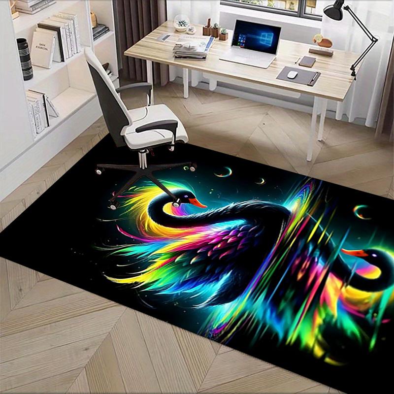 Colorful Swan Chair Mat Office Carpet, Oversized Rug for Home Decor, Sofa Mat, Desk Pad Gift, Suitable for Bedroom, Living Room, Various Rooms