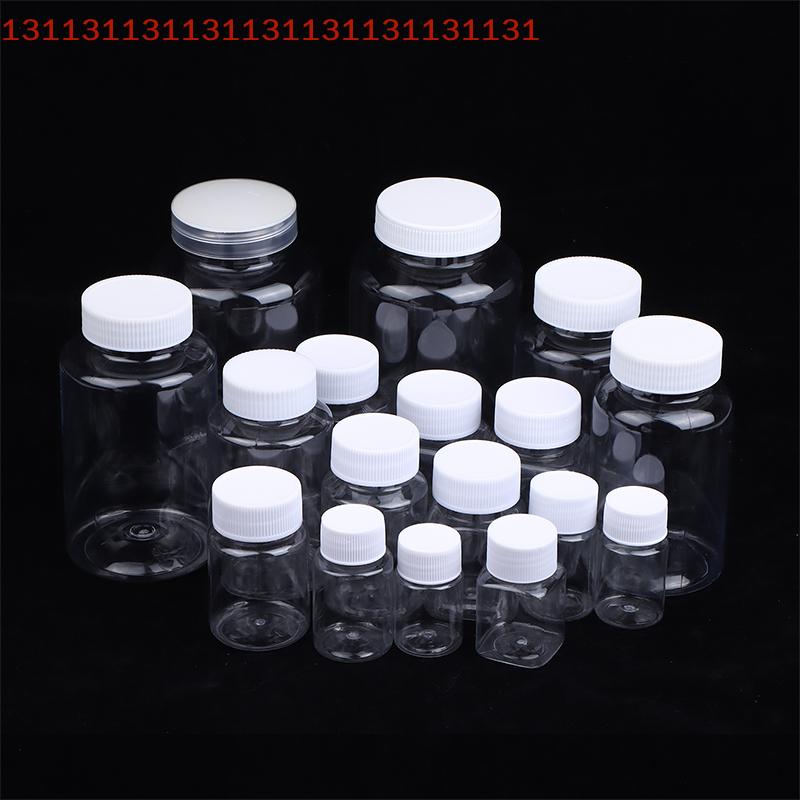 15-500ML Transparent Plastic Bottle Wide Mouth Medicine Bottle With Screw Lid Seal Vials Liquid Reagent Container Food Grade