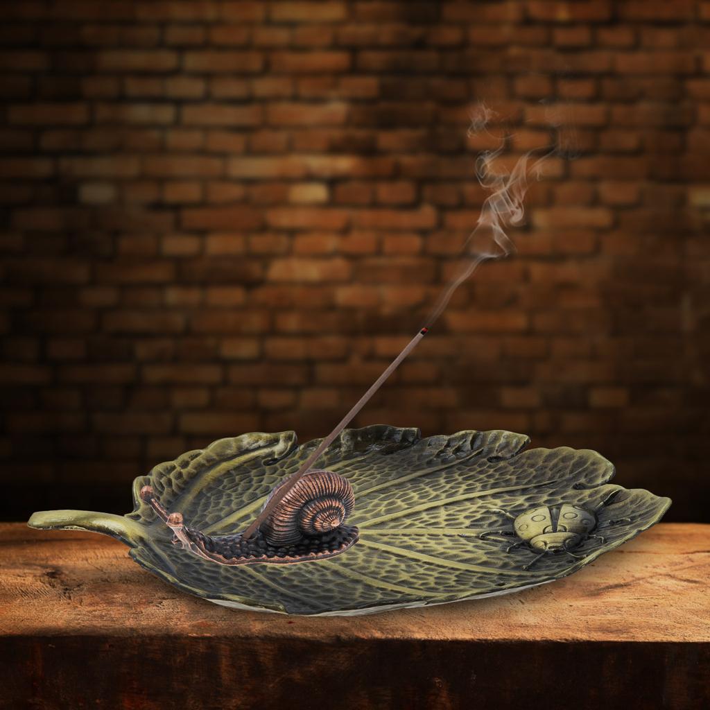 Chinese Decor Snail Leaf Scented Cuttings Incense Holder Household Burner Chic Zinc Alloy