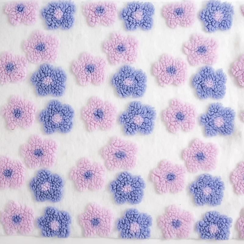 

165X100Cm Thick Lamb Wool Jacquard Small Flower Fabric for Blanket Pillow Winter Coats Hats Plush Toys Bedding Diy Fleece Fabric 165X100CM