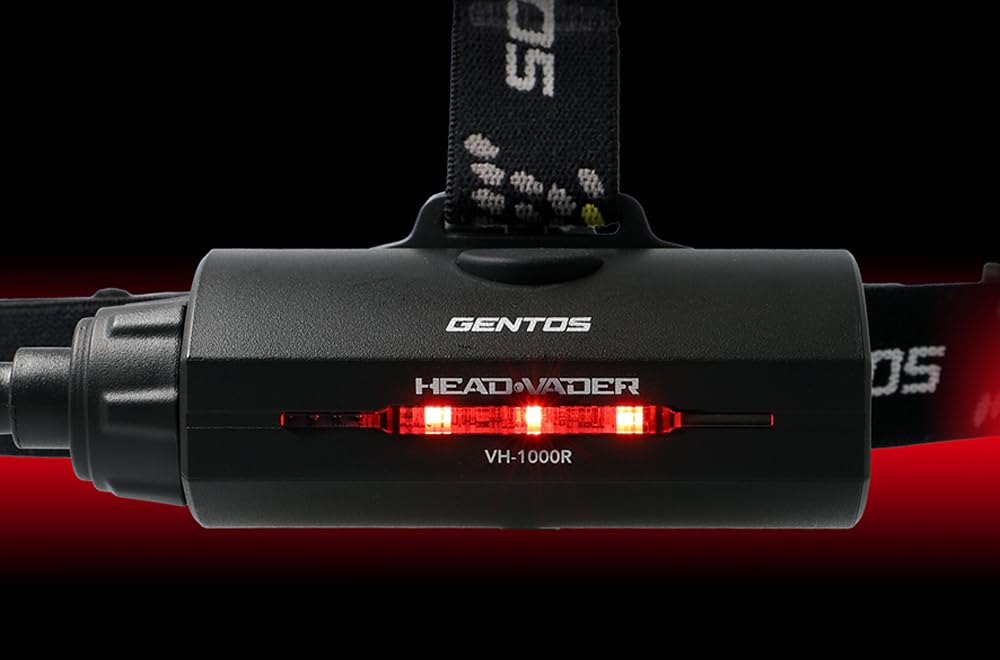 GENTOS Head Vader LED USB 720 Hours of Operational Run Rear View Requires Dedicated Rechargeable Battery HV-1000R Headlamp, Rechargeable, Lumens, 6.5