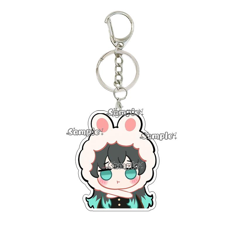Q Version Anime Acrylic Agatsuma Zenitsu Tsuyuri Kanawo Kochou Tanjiro Nezuko Cartoon Kawaii Keychain Pendant Decor Fans Gifts