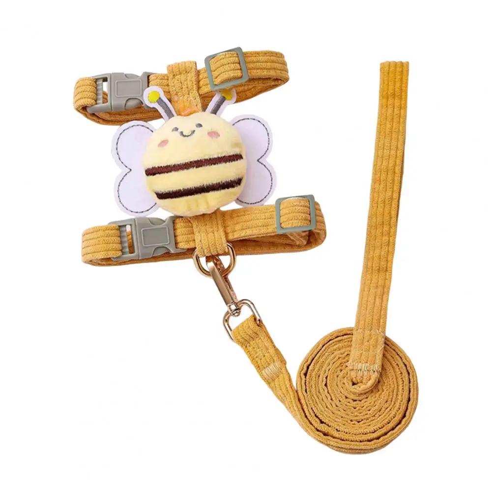 Walking Harness Leash Set for Cats Dogs - Cartoon Bee Adjustable Escape-Proof for Small Medium Pets
