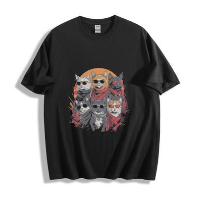 Cool Cat Crew T-Shirt - Stilvolles Sonnenbrillen-Gang-Design Unisex-Tee