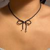 Bowknot Pendant Necklace Colorful Bow Beads Collarbone Chain Versatile Neckchain