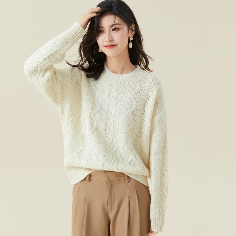 

Women s 100% Merino Wool Cable Knit Pullover Sweater XL