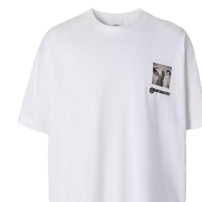 Burberry T Shirts Men's White Crew Neck Moderate Straight Fit 45637961