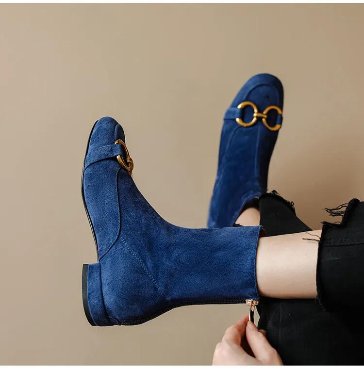 Fashion New Autumn Winter Fashion Short Boots Women Shoe Round Toe Boots Casual Chunky Low Heels Shoes for Women Back Zipper Ankle Boots