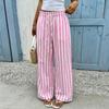 Pantaloni Casual da Donna a Gamba Dritta a Righe, Vestibilità Larga, con Coulisse in Vita per un Comfort Rilassato Quotidiano