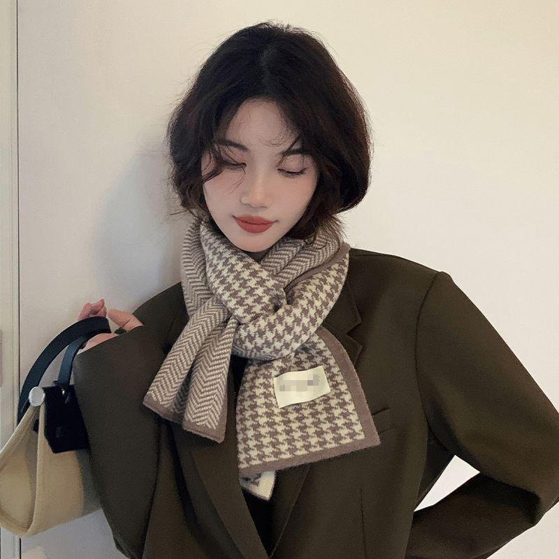 Qiandongge scarf season girl winter advanced sense versatile thickened plaid student warm scarf