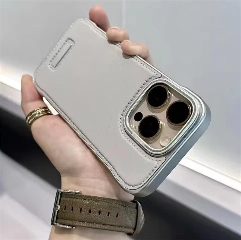 

Модный чехол No Borders для Apple 13 14 15 16 Promax, новый роскошный противоударный кожаный чехол для iPhone 12 13 14 15 16 Pro Max iPhone 16 Pro Max серебряный