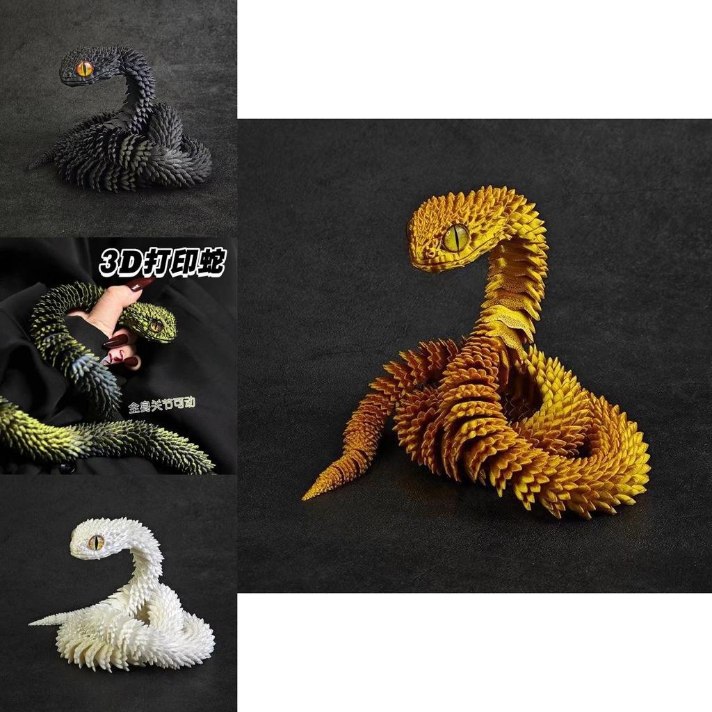 Stunning 3d Printed Snake Figurine With Articulated Joints And Lifelike Eyes For Unique Decor