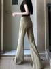Retro Khaki Women's Low Waist Wide Leg Bell Bottom Jeans