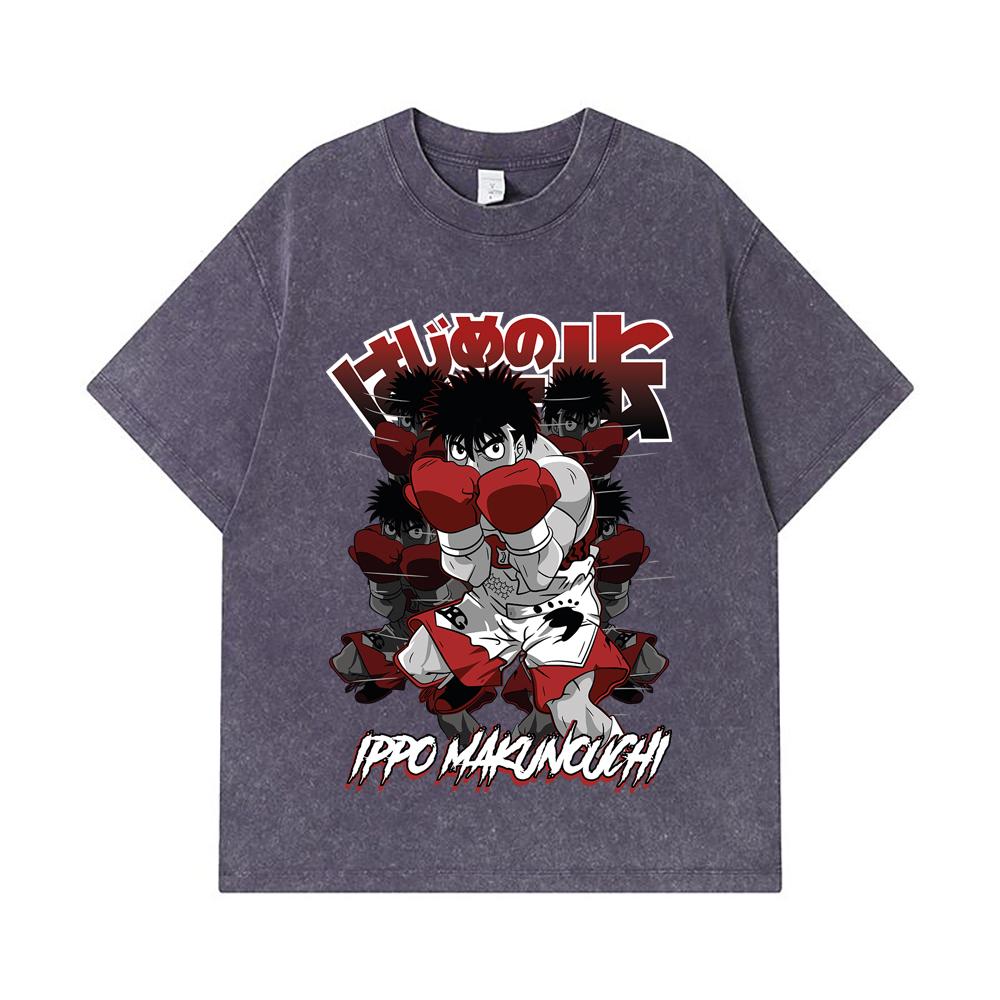 275 GSM Washed T-shirts 100% Cotton Hajime no Ippo V11 Ippo Print Unisex Heavy Cotton T Shirt