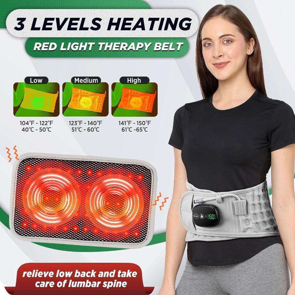 Spinal Lumbar Inflatable Back Brace Red Light Heating and Massage Therapy Belt Low Back Pain Relief Decompression Back Belt