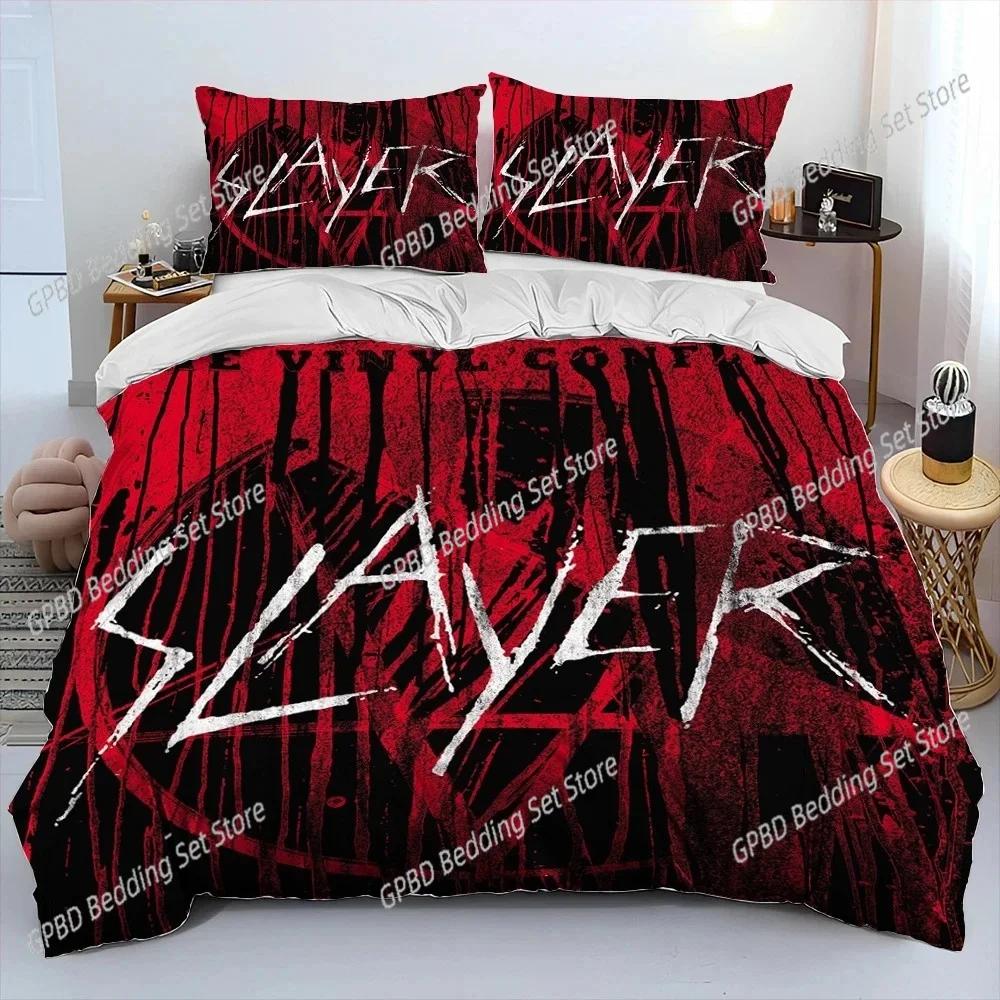 3D Print Slayer Heavy Metal Bplus Music Beding Set Bedrom Soft Modern Bedspreads Comefortable Soft with Soft Fabric Duvet Cover Quilt Pilowcase