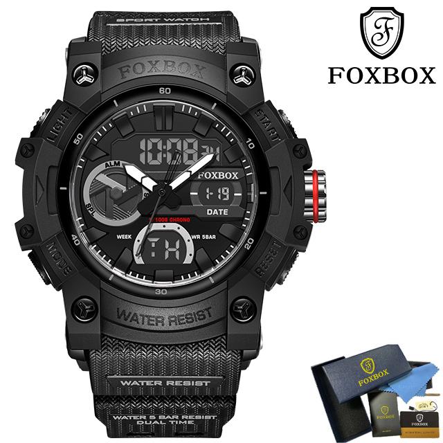 FOXBOX Military Digital Watch for Men Outdoor Mens Sport Watches Clock 50M Waterproof Luminous Chronograph Electronic Wristwatch