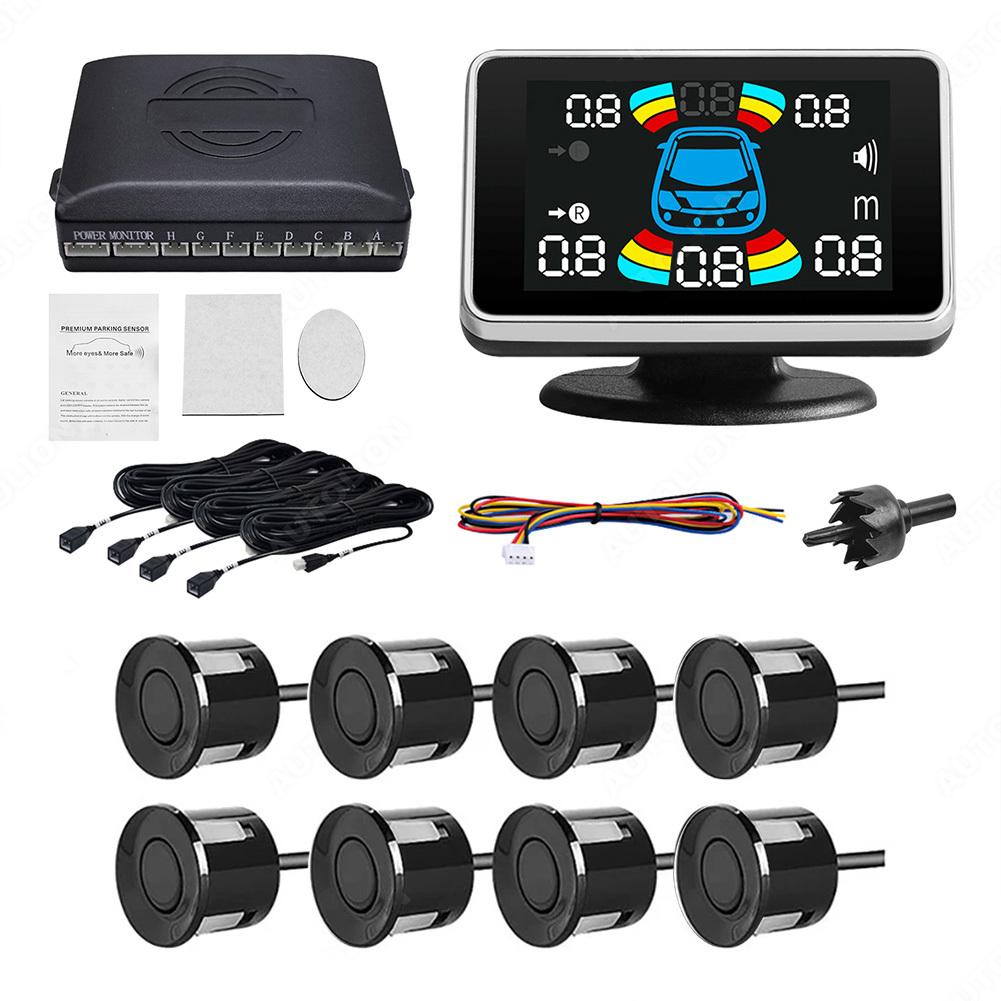 

Система парковочных датчиков заднего хода с 8 парковочными датчиками, ЖК-дисплей 12 В, комплект помощи при движении задним ходом чёрный