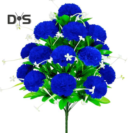 Artificial Carnation Realistic 18 Head Fake Silk Flower UV Resistant Wedding Party Indoor Outdoor Garden Yard Faux Flower Plants Decoration