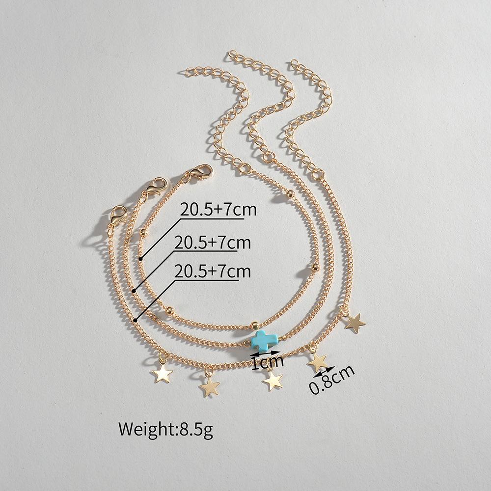 Feet Beach Stars Tassel Cross Multi-layer Ladies Anklet
