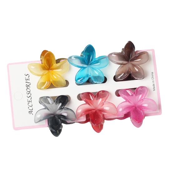 

6Pcs Hair Claw Vibrant Color Flower Shape Back Head Large Hair Clip Women Shark Hair Claw Lightweight Hair D