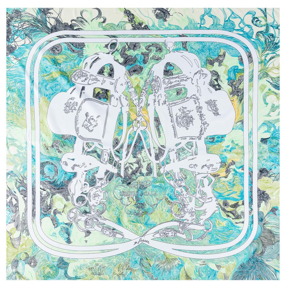 POBING Silk Scarf Women Large Shawls Back Garden Print Stoles Square Bandana Luxury Kerchief Hijab Female Foulards 130CM