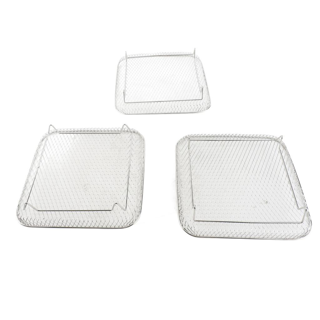 3 Layer Square Fryer Rack Dishwasher Safe SUS304 Stainless Steel Fryer Grilling Rack Accessory