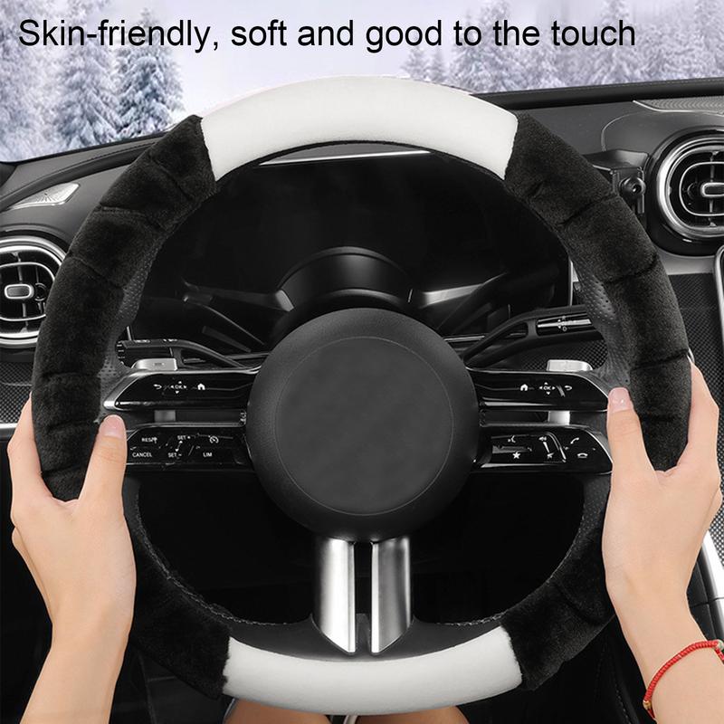 Furry Steering Wheel Cover Soft Automobile Steering Wheel Protector For Winter Car Decoration 38cm/14.96inch Anti-Slip Car