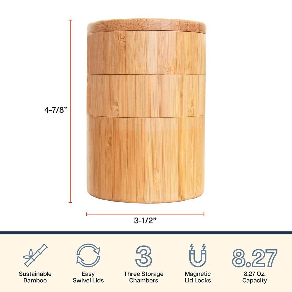 Bamboo Salt Cellar with Swivel Lid,Spice Box Storage Container for Kitchen with Magnetic Closure for Sea Salt, Spices and Herbs
