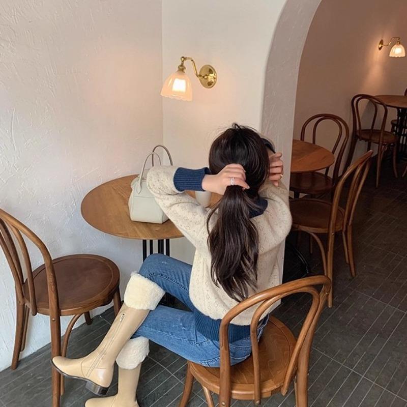 Small boots for women show height, new autumn and winter velvet high-heeled lamb wool high boots, inner height-increasing boots