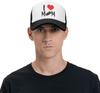 I Love Hockey Mom Graphic Print Mesh Trucker Hat Adjustable Baseball Cap Casual Unisex