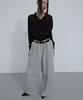 Uusoo Cotton Layered Elastic Waist Pants_ Melange Gray