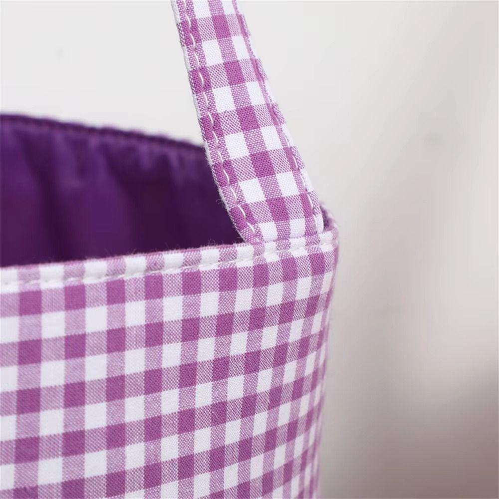 Trick or Treat Halloween Candy Basket Plaid Design Gift Container Treat Bags Large Capacity Tote Bag Style Candy Gift Bucket