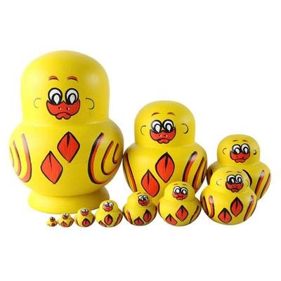 10-Layer Cute Nesting Dolls Tiger Animal Pattern Stacking Dolls Collection Toy Wooden Nesting Toys