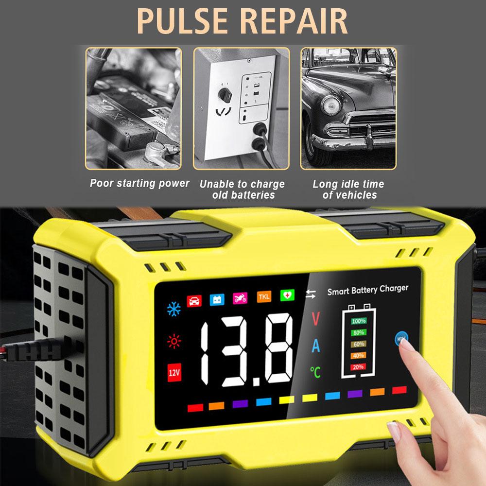 14.6V/12V 6A Car Battery Charger For Lead Acid / Lithium Iron Battery Fast Power Charging 110V/240V Input Universal EU US Plug Pulse Repair 90W