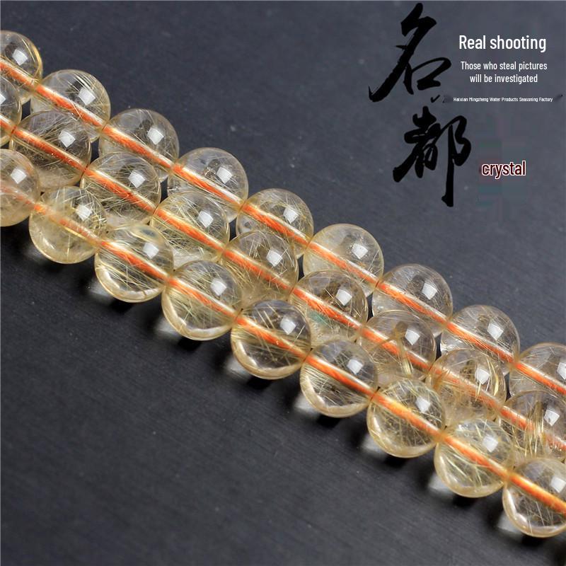 Golden Rutilated Quartz Crystal Beads for DIY Jewelry Accessories