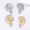 Ocean Cold Wind Light Luxury High-end Design Sense Exaggerated Alloy Inlaid Zircon Unique Conch Female Stud Earrings