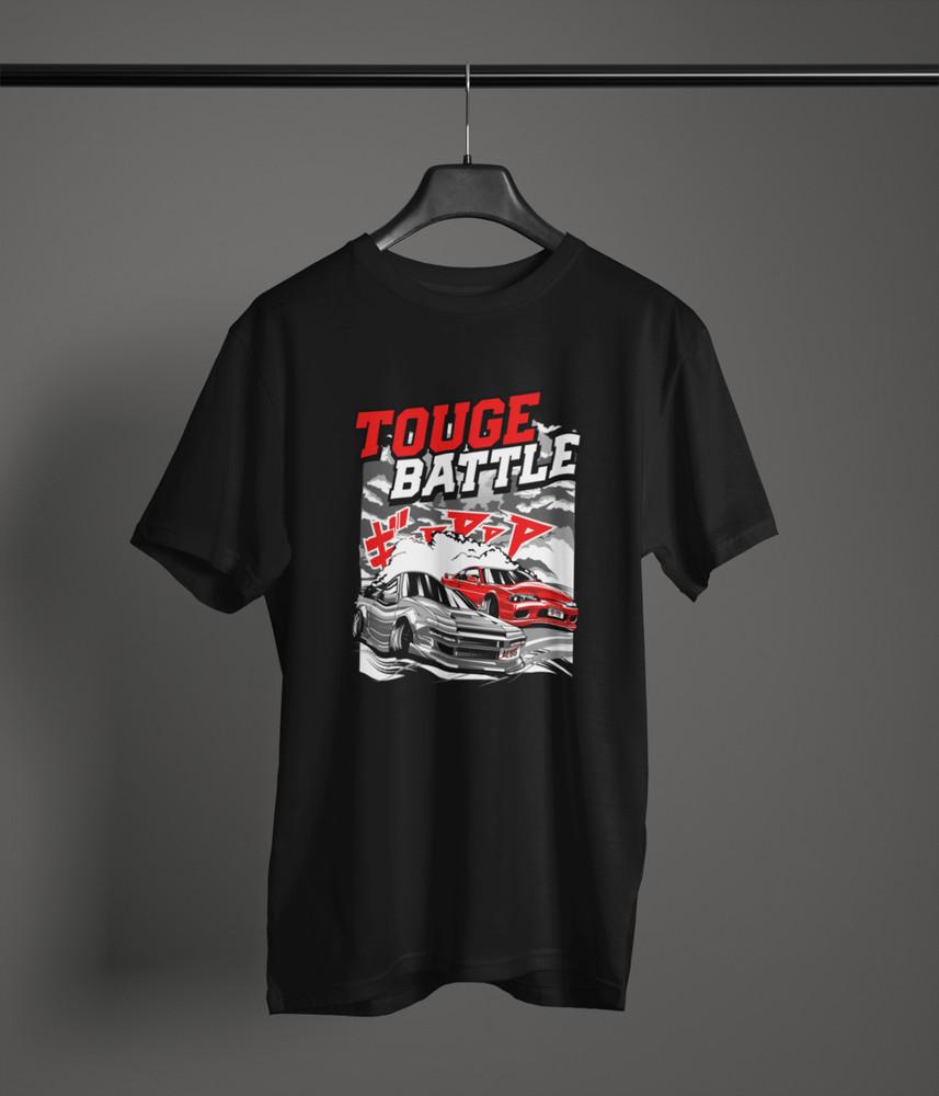 Touge Battle Fan Art T‑Shirt 100% Cotton JDM Drift Car Graphic Unisex Tee