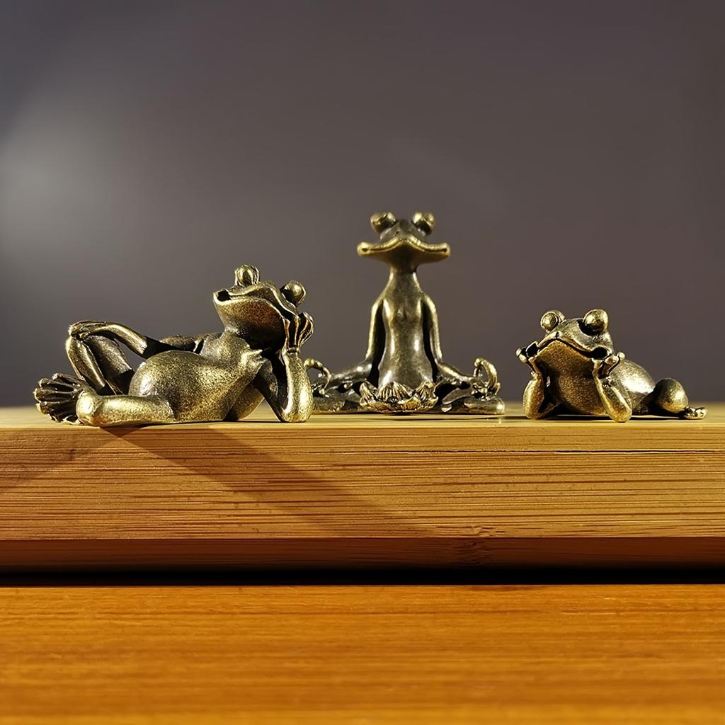 Vintage Bronze Frog Lncense Holder - Decorative Metal Ornament For Office Desk, Tea Room, And Home