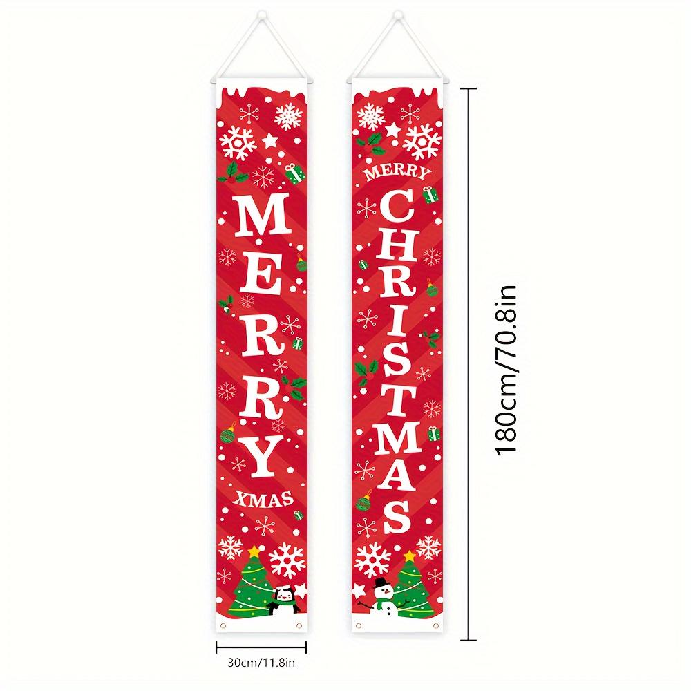 Merry Christmas Couplet Banner Snowflakes Ideal 1 Pair Polyester Indoor Outdoor Decor