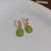 Green Double-Sided Heart Earrings - Fashionable Square Oil Drip Design
