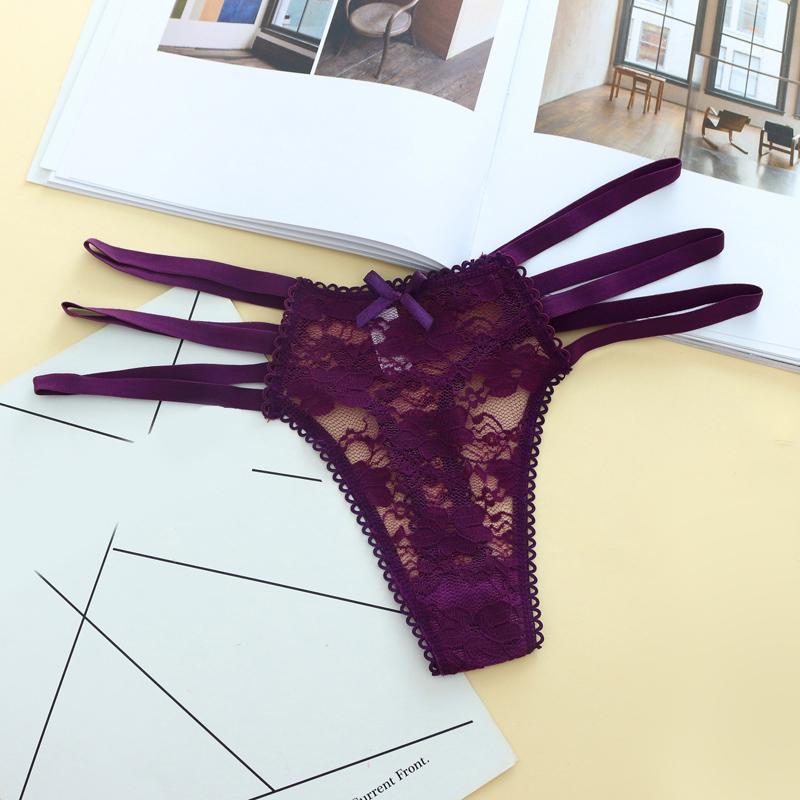 String sexy en dentelle avec bretelles croisées Lingerie sous-vêtements Culotte taille basse 38