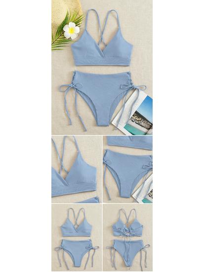 2025 European American Lace-up Bikini: High-End Women's Split Swimsuit, Sexy and Stylish Swimwear.