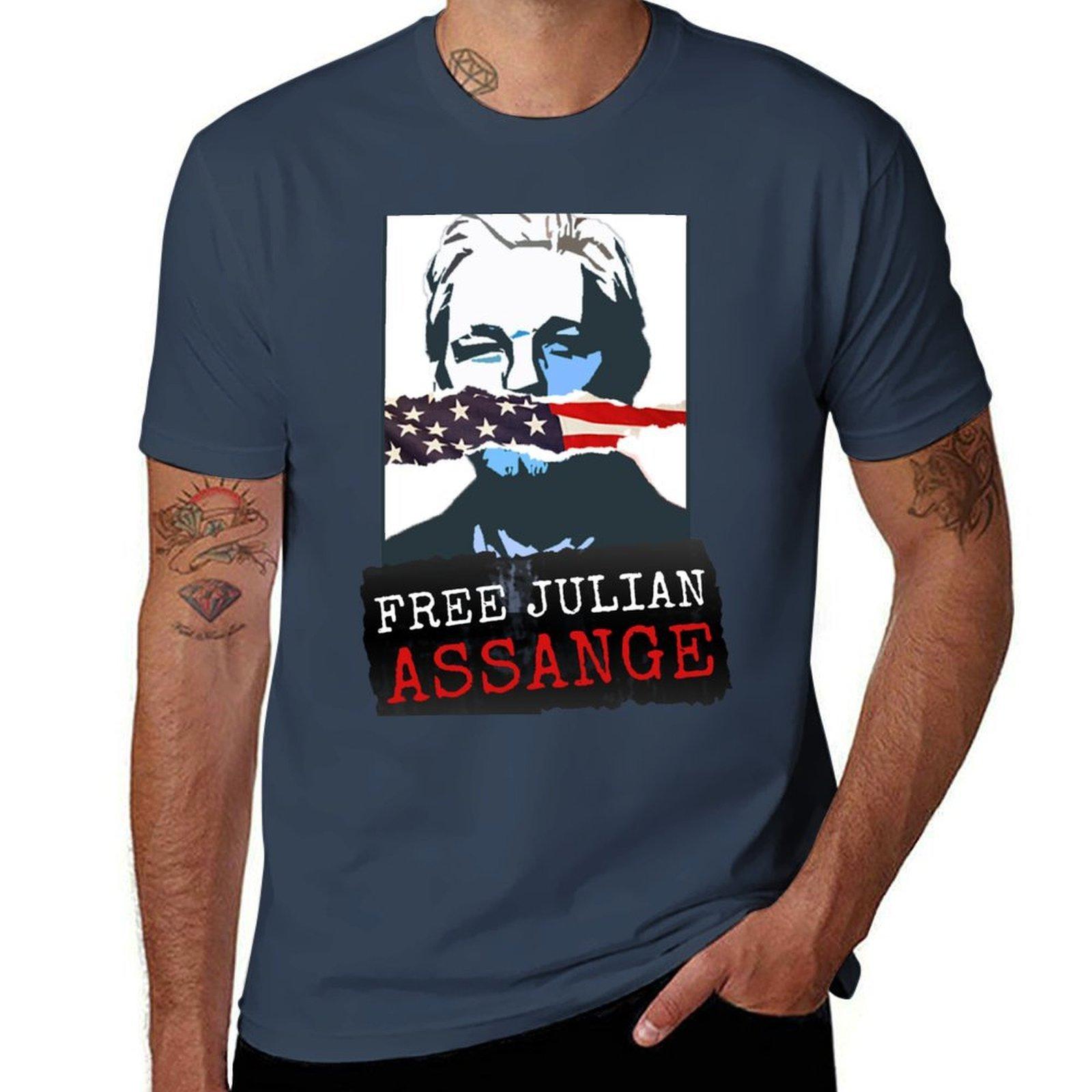 Free Julian Assange Tshirt Casual Breathable Short Sleeve Top S
