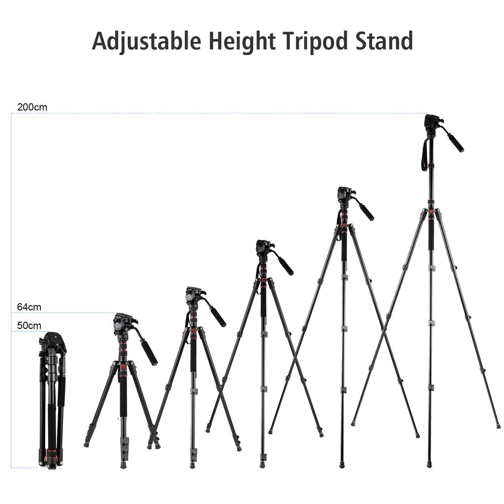 Andoer Professional Portable Aluminum Camera Tripod Stand Monopod 200cm/78.7inch 4-Section