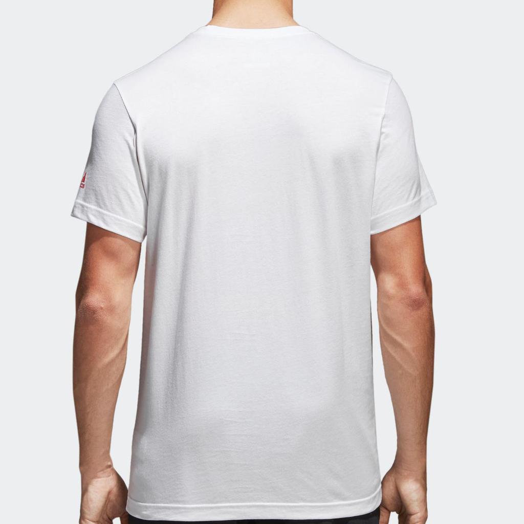 Adidas Alphanumeric Print Loose Casual Round Neck Short Sleeve T-Shirt Men Tops White CW2088