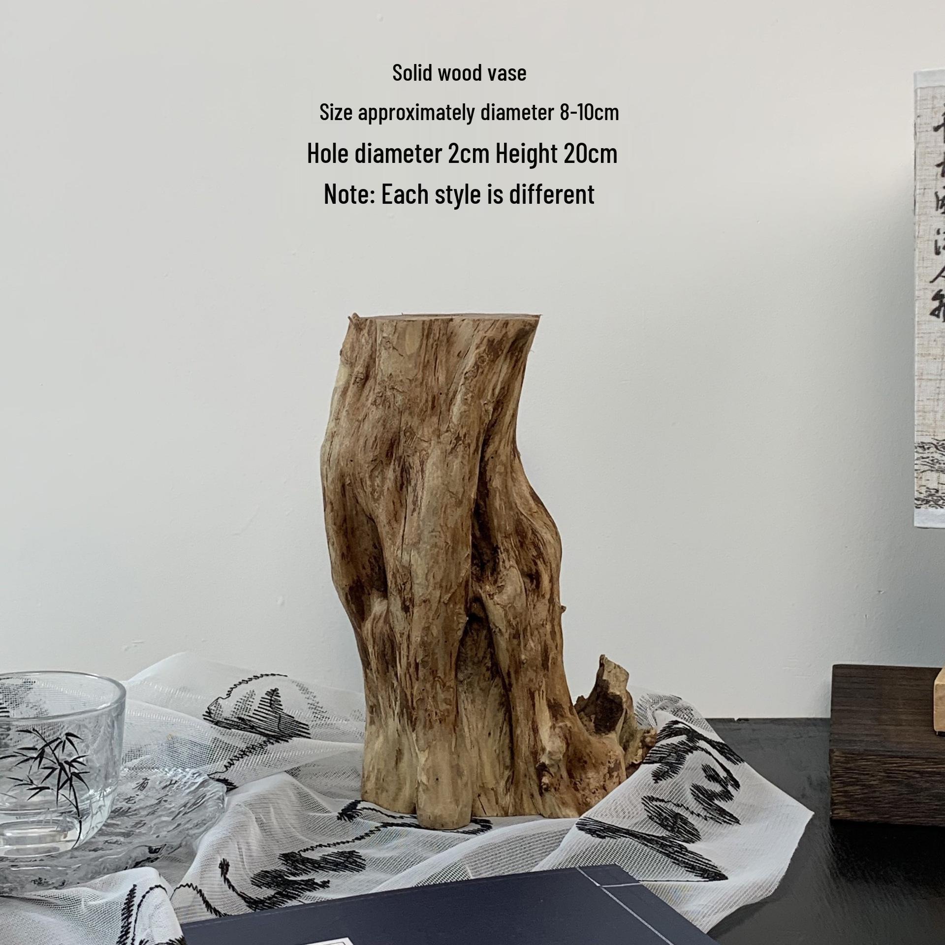 

Zen Chinese Retro Wooden Vase for Dried Flowers - Living Room Tea Table Decoration