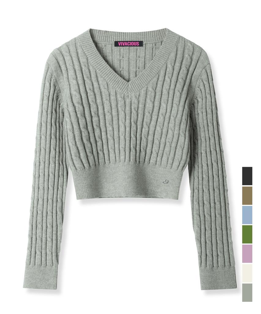 VIVACIOUS V-Neck Cable Knit_7Colors
