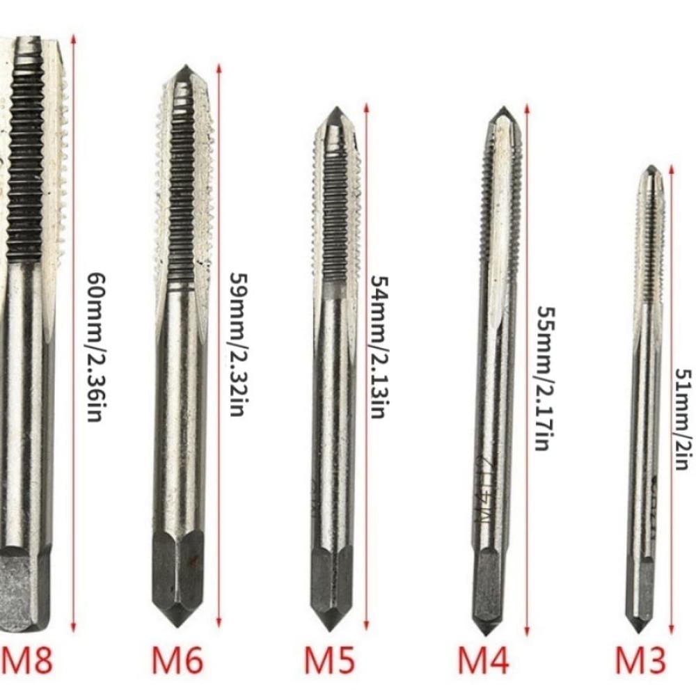 5PCS/Set M3 M4 M5 M6 M8 Machine Spiral Point Straight Fluted Screw Thread Metric Plug Hand Tap Drill