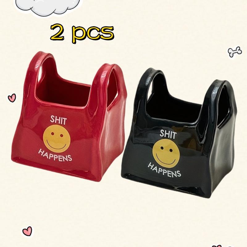 

2 шт. керамическая коробка для хранения в форме сумочки, подходит для пульта дистанционного управления, канцелярских принадлежностей, кистей для макияжа, легкая керамическая отделочная стойка, украшение для дома.